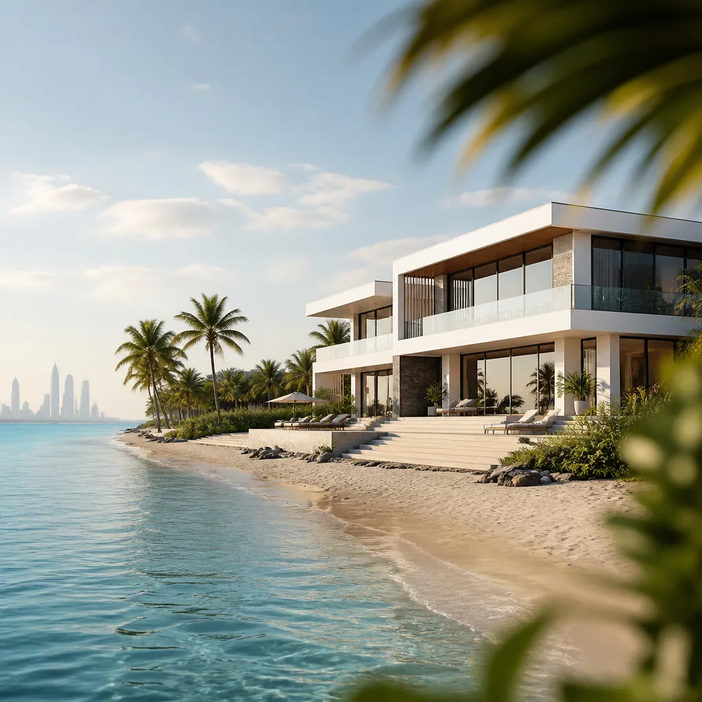 Прибрежные виллы и набережная Dubai Islands в Дубае