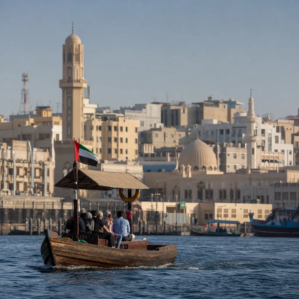 Городская застройка и Dubai Creek в районе Дейра в Дубае