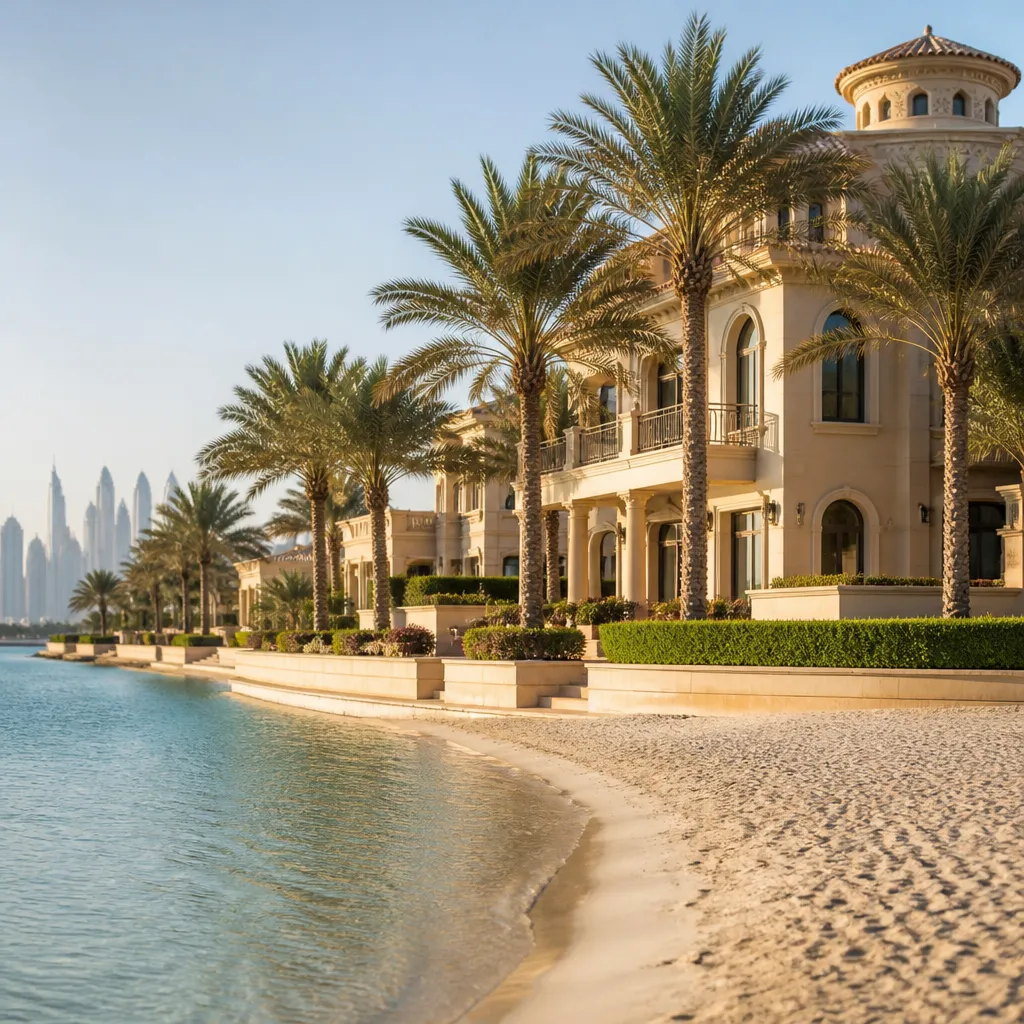 Современные виллы на побережье Palm Jumeirah в Дубае