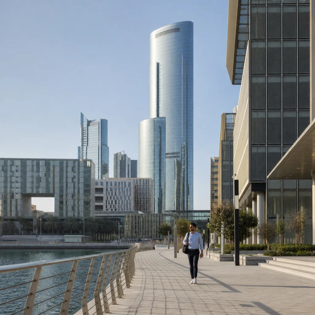 Современная архитектура Al Maryah Island в Абу-Даби рядом с Rosewood Abu Dhabi