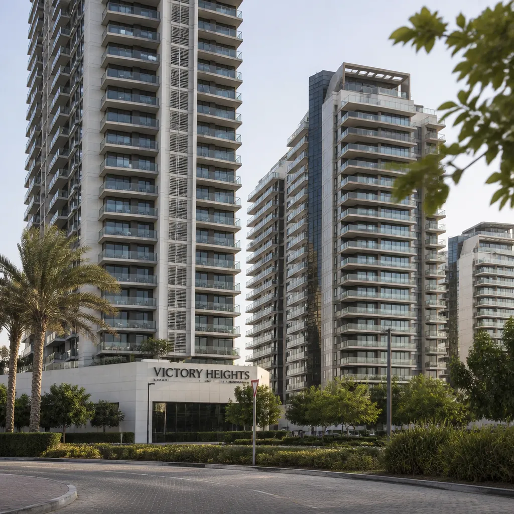 Современные жилые башни в районе Dubai Motor City в Дубае