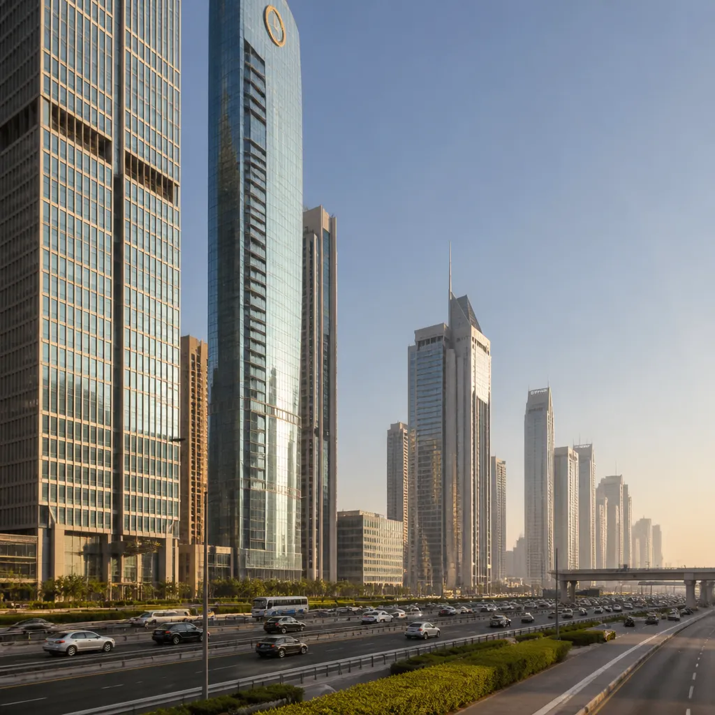 Современные офисные башни на Sheikh Zayed Road в Дубае